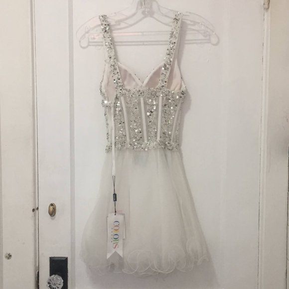 NWT Colors Dress White with Sequins Size 0 - Picture 4 of 7